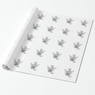 Angel Alphabet L Initial Letter Wings Halo Wrapping Paper