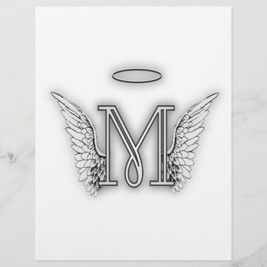 Angel Alphabet M Initial Letter Wings Halo (Front)