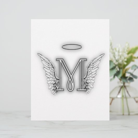 Angel Alphabet M Initial Letter Wings Halo (Standing Front)