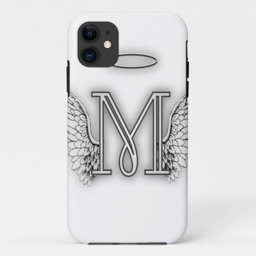 Angel Alphabet M Initial Letter Wings Halo iPhone 11 Case