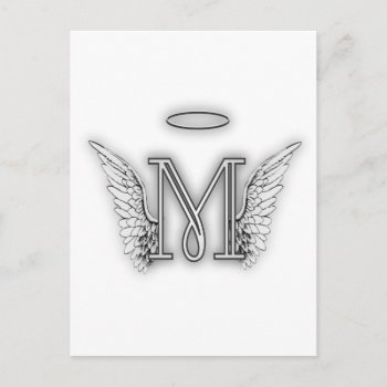 Angel Alphabet M Initial Letter Wings Halo Postcard by AngelAlphabet at Zazzle