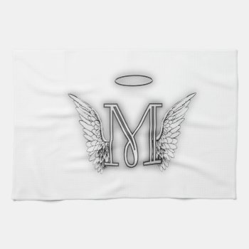 Angel Alphabet M Initial Letter Wings Halo Towel by AngelAlphabet at Zazzle