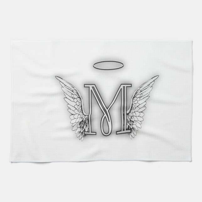 Angel Alphabet M Initial Letter Wings Halo Towel (Horizontal)