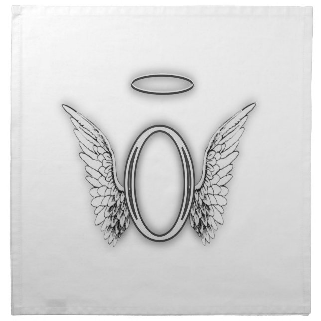 Angel Alphabet O Initial Letter Wings Halo Cloth Napkin (Front)