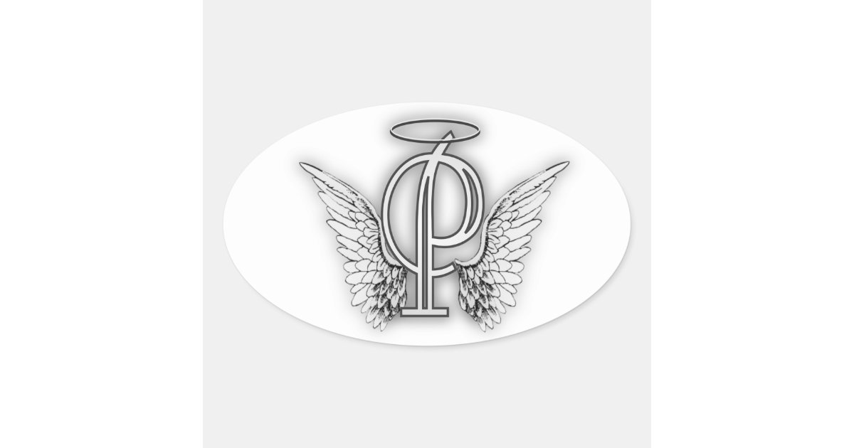 Angel Alphabet P Initial Letter Wings Halo Oval Sticker | Zazzle.com