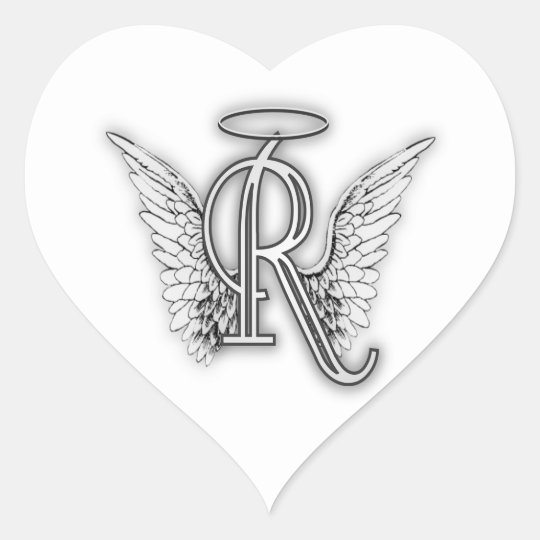 Angel Alphabet R Initial Letter Wings Halo Heart Sticker ...