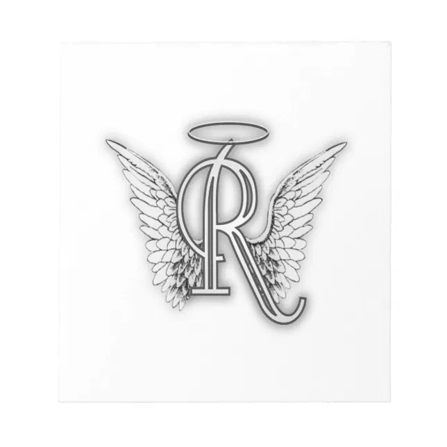 Angel Alphabet R Initial Letter Wings Halo Notepad | Zazzle