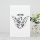 Angel Alphabet S Initial Letter Wings Halo (Standing Front)