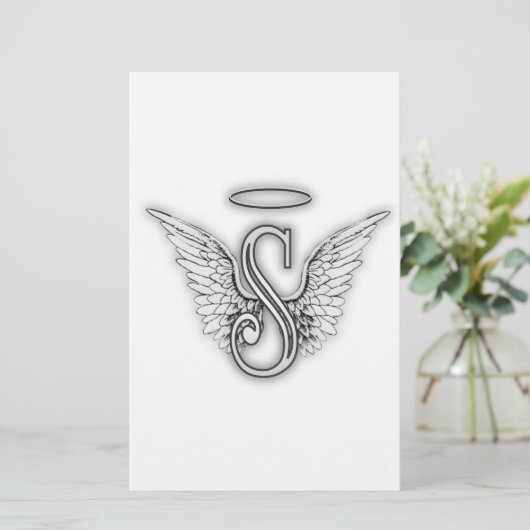 Angel Alphabet S Initial Letter Wings Halo (Standing Front)