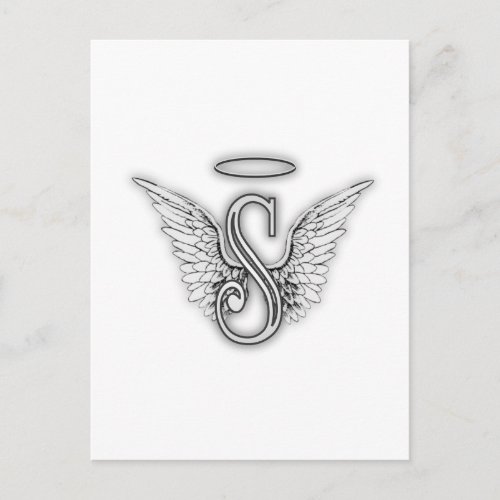 Angel Alphabet S Initial Letter Wings Halo Postcard