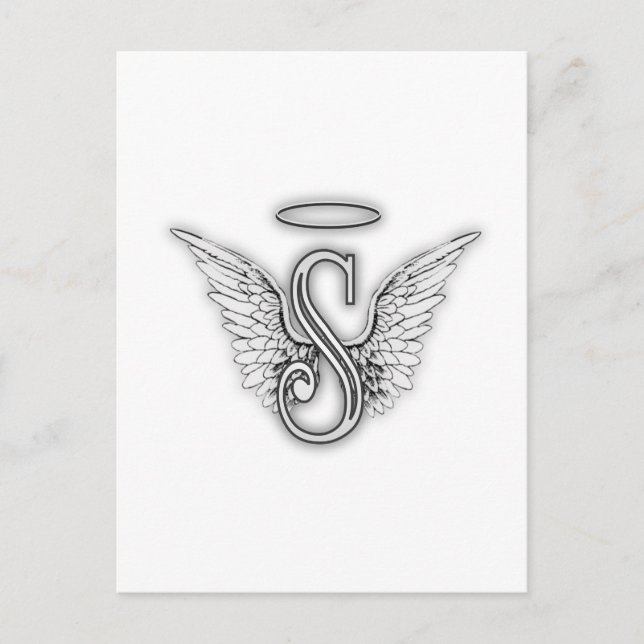 Angel Alphabet S Initial Letter Wings Halo Postcard (Front)