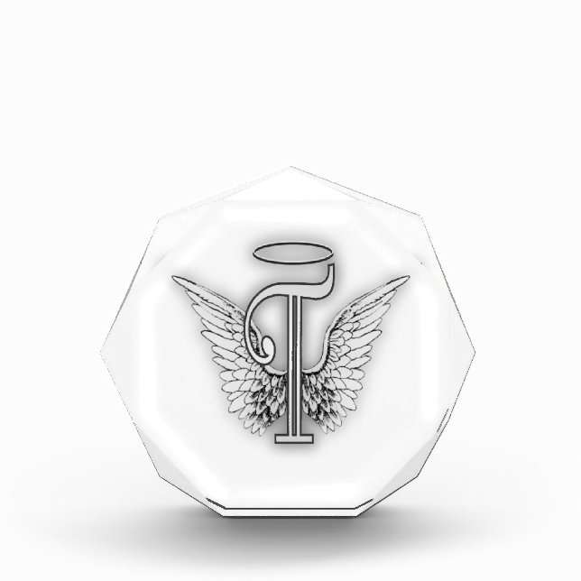 Angel Alphabet T Initial Letter Wings Halo Award (Front)