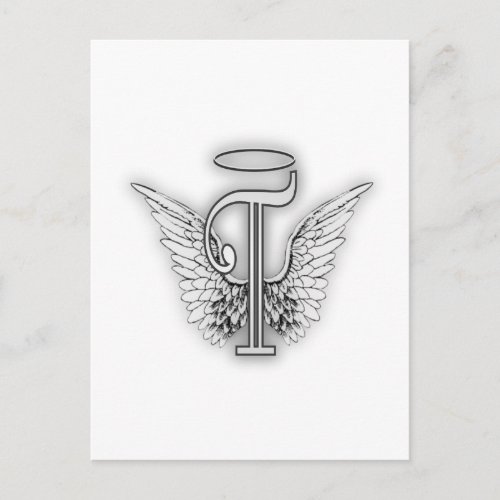 Angel Alphabet T Initial Letter Wings Halo Postcard