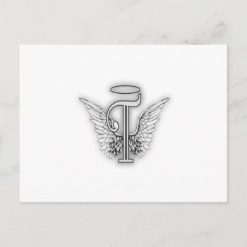 Angel Alphabet T Initial Letter Wings Halo Postcard by AngelAlphabet at Zazzle