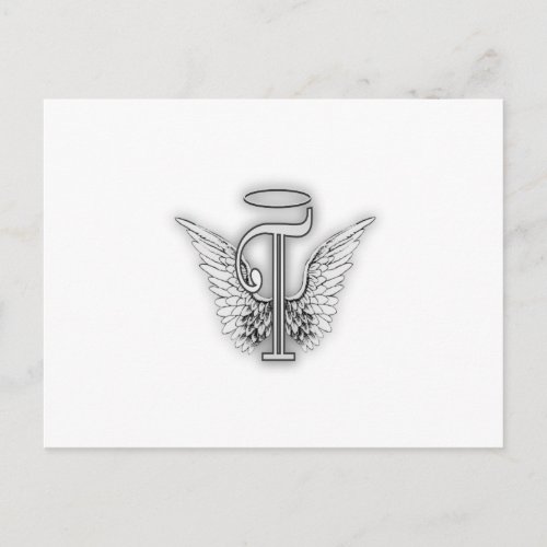 Angel Alphabet T Initial Letter Wings Halo Postcard