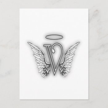 Angel Alphabet V Initial Letter Wings Halo Postcard by AngelAlphabet at Zazzle