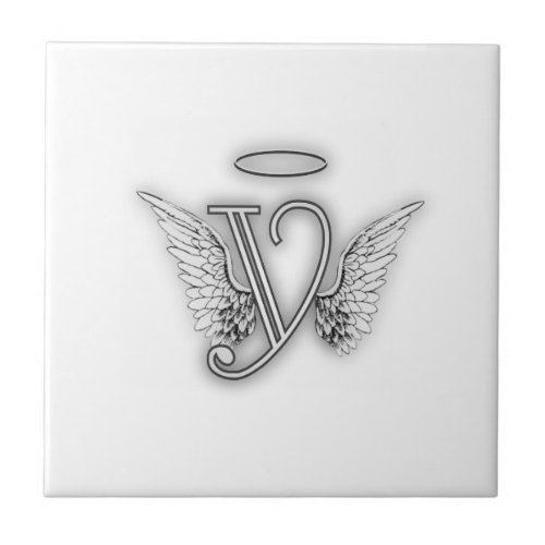 Angel Alphabet Y Initial Letter Wings Halo Tile