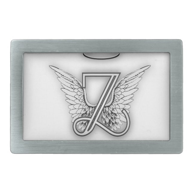 Angel Alphabet Z Initial Letter Wings Halo Belt Buckle (Front)