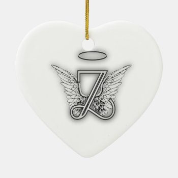Angel Alphabet Z Initial Letter Wings Halo Ceramic Ornament by AngelAlphabet at Zazzle