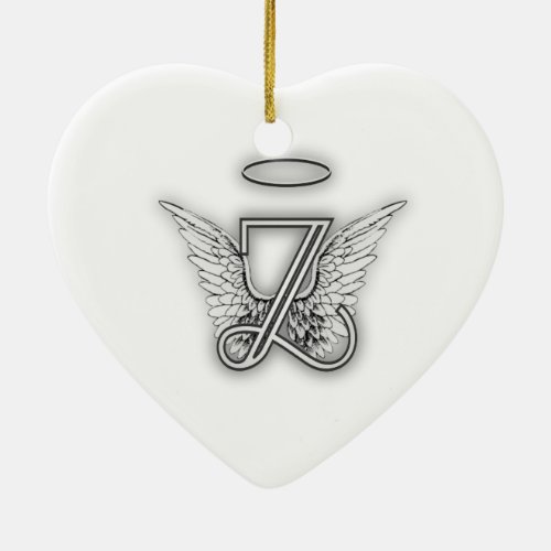 Angel Alphabet Z Initial Letter Wings Halo Ceramic Ornament