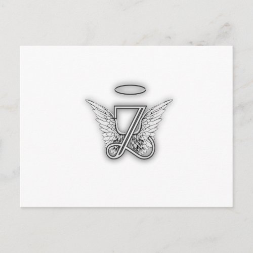 Angel Alphabet Z Initial Letter Wings Halo Postcard