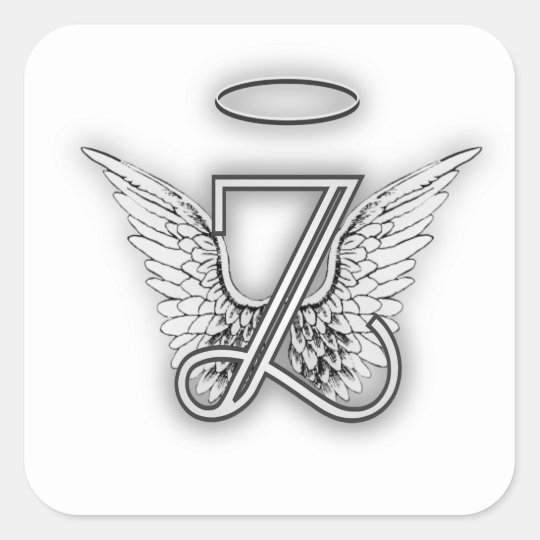 Angel Alphabet Z Initial Letter Wings Halo Square Sticker | Zazzle.com