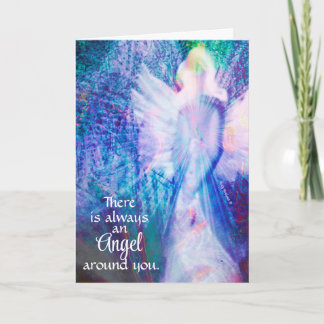 Angel Always Around Ethereal Blue Greeting Card