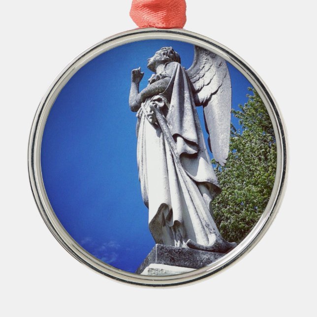 Angel and a bright blue sky metal ornament (Front)