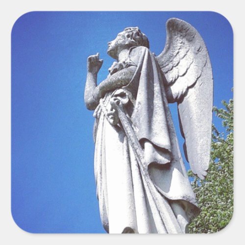 Angel and a bright blue sky square sticker