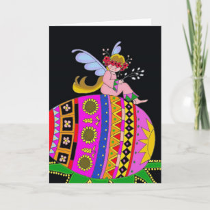 Angel and a Pysanka, Ukrainian Folk Art Holiday Card