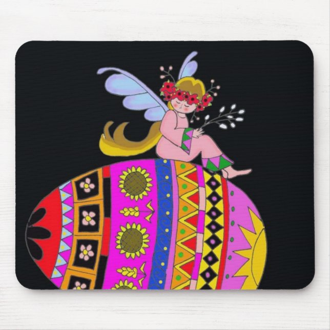 Angel and a Pysanka, Ukrainian Folk Art Mouse Pad (Front)