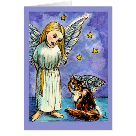 Angel and cat condolence card