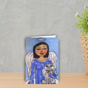 Angel and Cat  Holiday Card