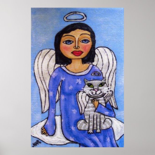 Angel and Cat  On A Cloud Poster (Front)