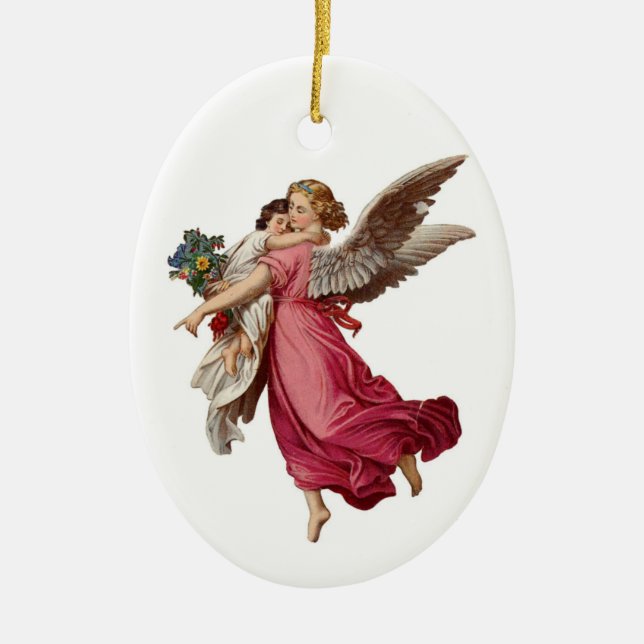 Angel and Child Ceramic Ornament (Front)