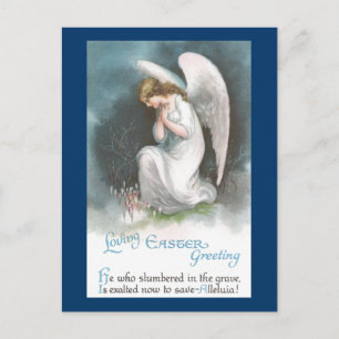 Angel and Crocus Flowers Vintage Easter Holiday Postcard
