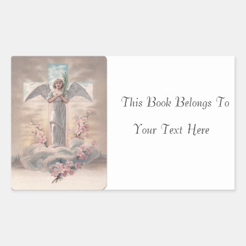 Angel and Cross Easter Photo Name Plate Rectangular Sticker