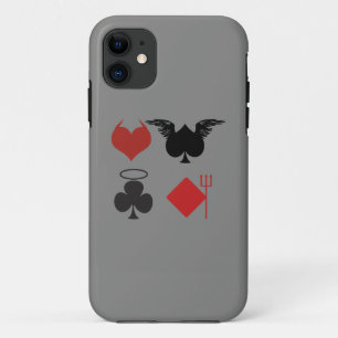 Angel and Devil Card Suits Dark Gray iPhone 11 Case