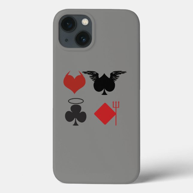 Angel and Devil Card Suits Dark Gray iPad Case (Back)