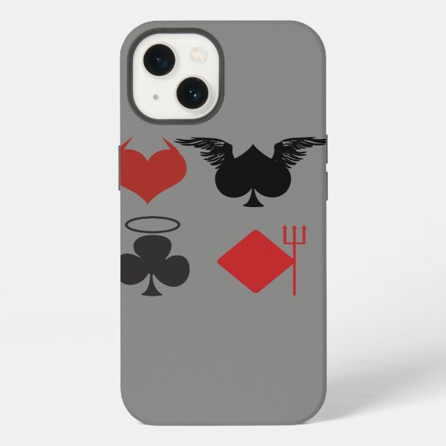 Angel and Devil Card Suits Dark Gray Iphone Case (Back)