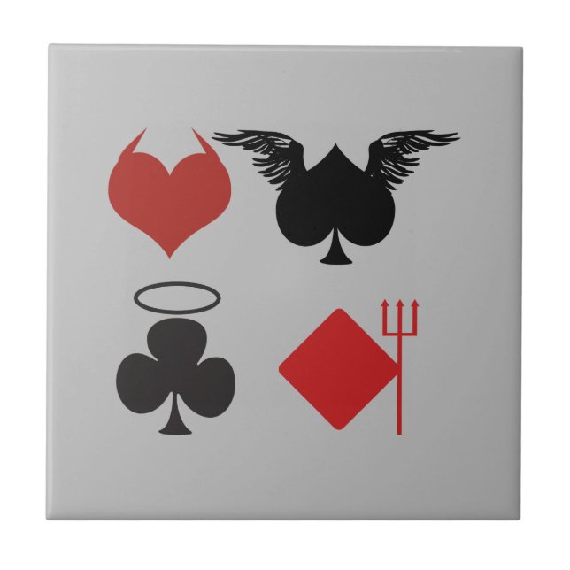 Angel and Devil Card Suits Gray Tile (Front)