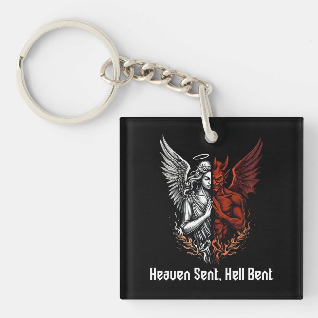 Angel and Devil Half Heaven Sent Hell Bent Keychain (Front)