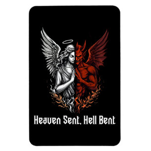 Angel and Devil Half Heaven Sent Hell Bent Magnet