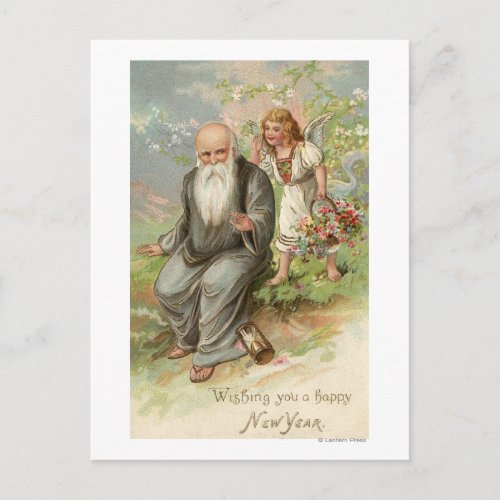 Angel and Father Time  1 Postcard