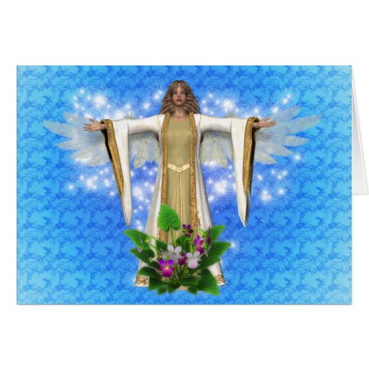 Angel And Flowers Inspirational Card (Front Horizontal)