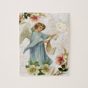 Angel And Flowers Jigsaw Puzzle