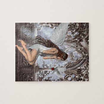 Angel And Her Dove Jigsaw Puzzle by Fantasy_Gifts at Zazzle