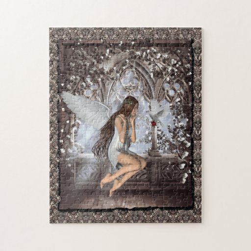 Angel and Her Dove Jigsaw Puzzles | Zazzle