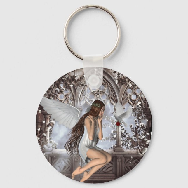Angel and Her Dove Keychain (Front)