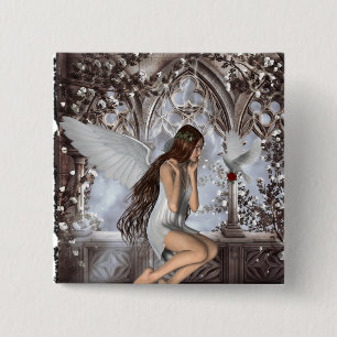 Angel and Her Dove Pinback Button